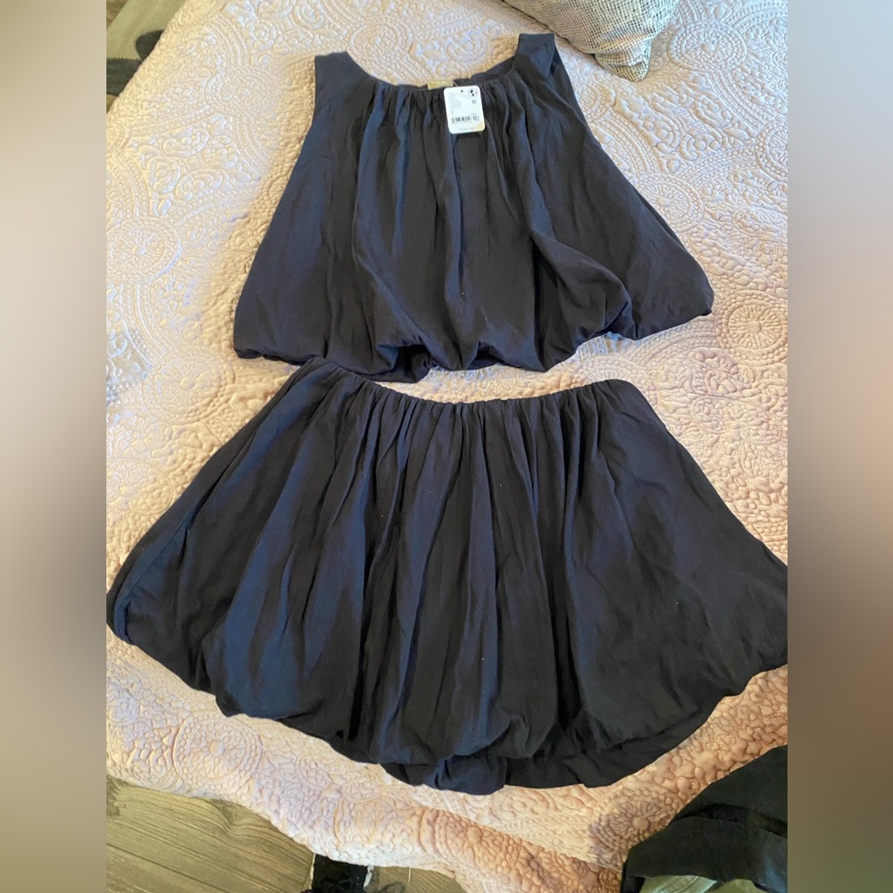 Free People Black Two-Piece Skirt Set